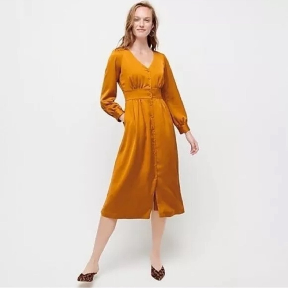 J. Crew Mustard Long Sleeve Dress